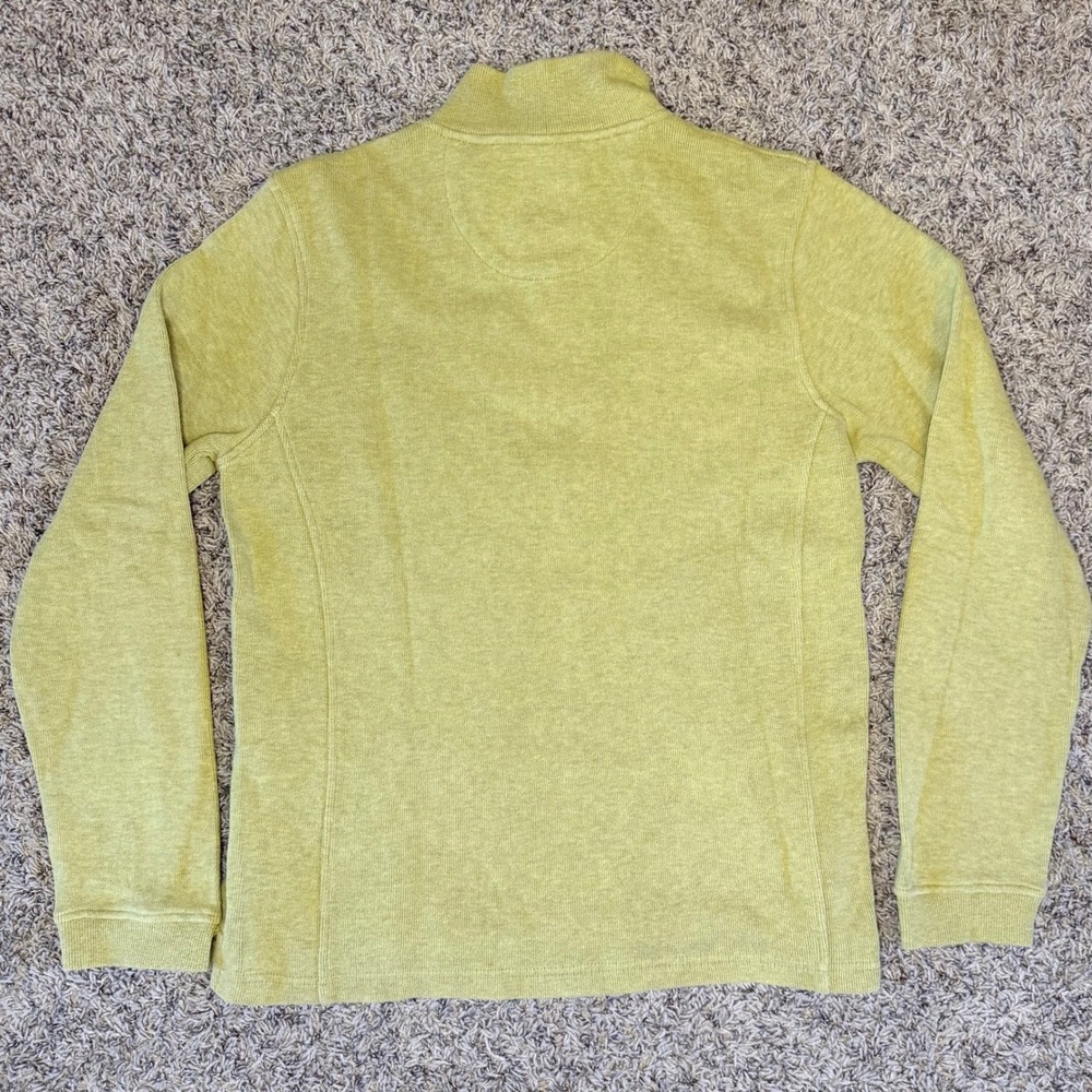 Orvis Mens Quarter Zip Pullover Sweater Chartreuse Green Cotton Ribbed M 2B7A - Picture 4 of 10